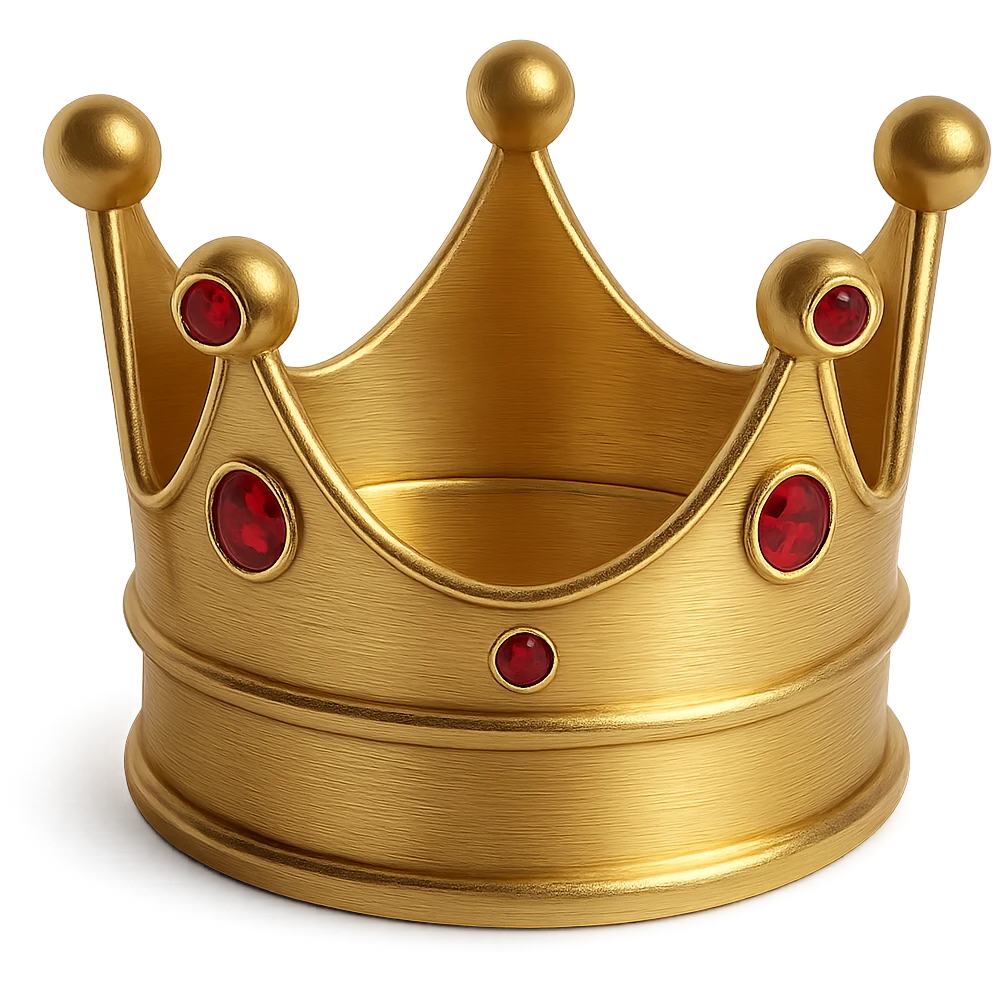 Add red jewels to the golden crown, keep the style simple, classic, with no background, maintain the golden crown's classic and timeless look with subtle red jewels. emoji
