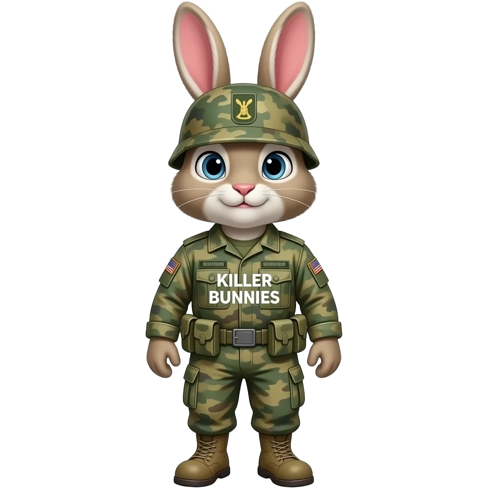 bunnyin army fatigues  text Killer Bunnies emoji