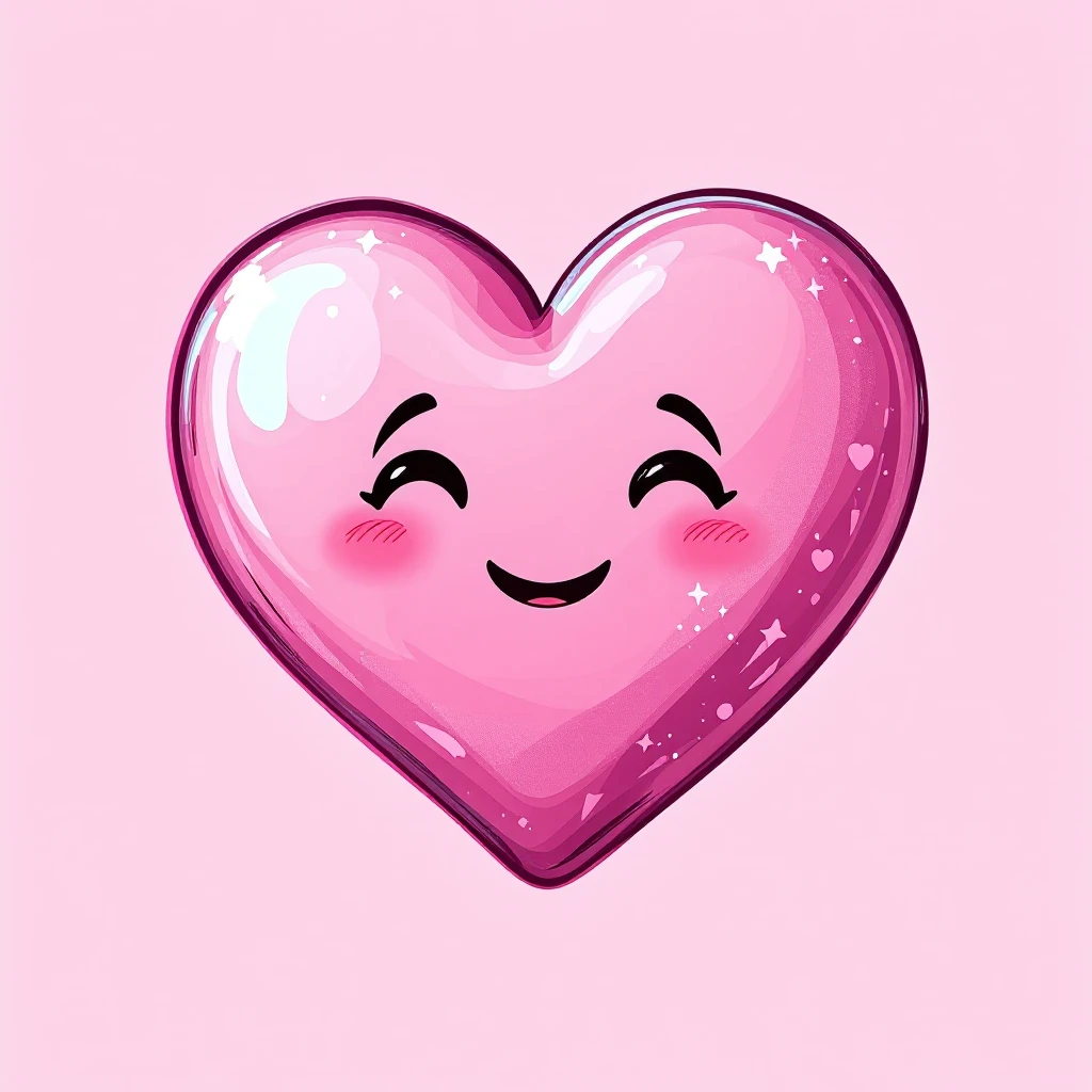 pink heart emoji with a cute face emoji