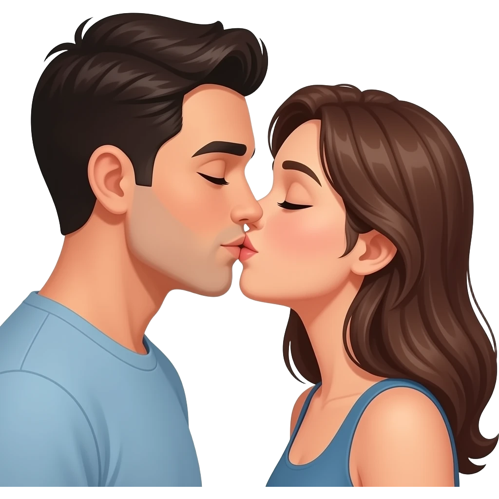 2 man + 1 woman in kiss emoji