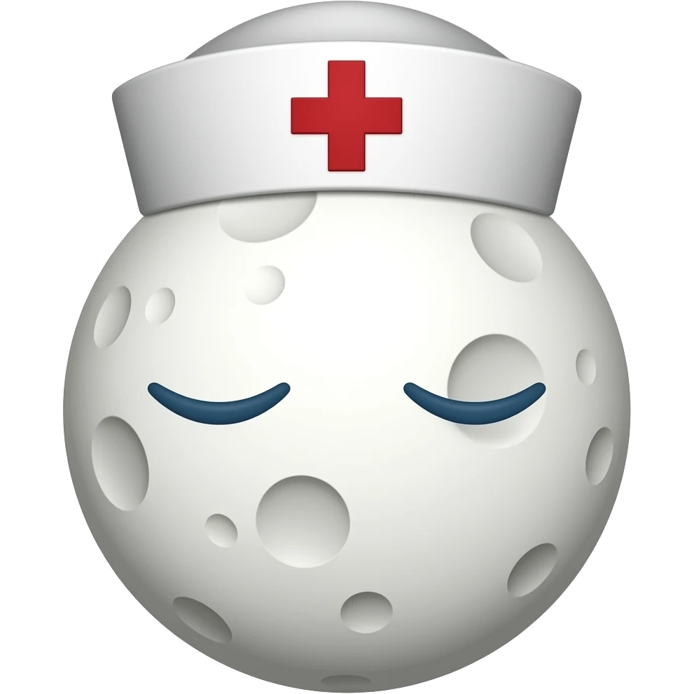 Sleeping moon wearing a nurse cap emoji