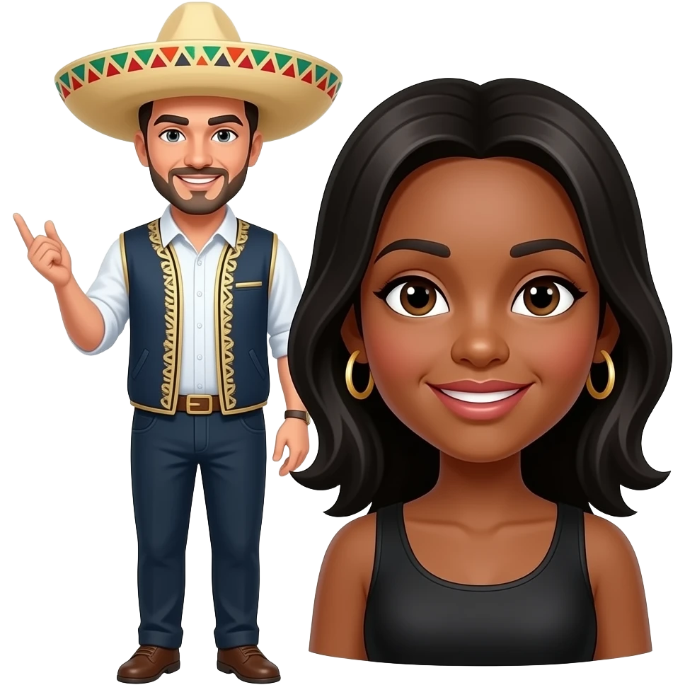 mexican guy standing with a black woman emoji