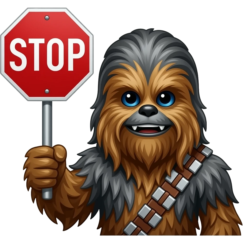 chewbacca holding stop sign emoji