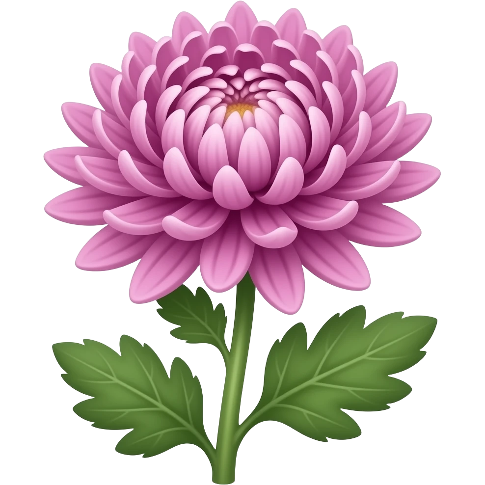 Mauve japanese chrysanthemum with stem and leaves emoji