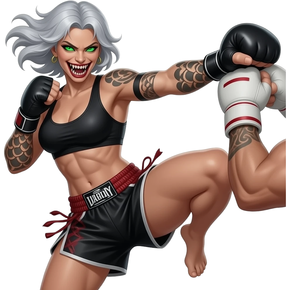 sexy Muay thai female monster emoji