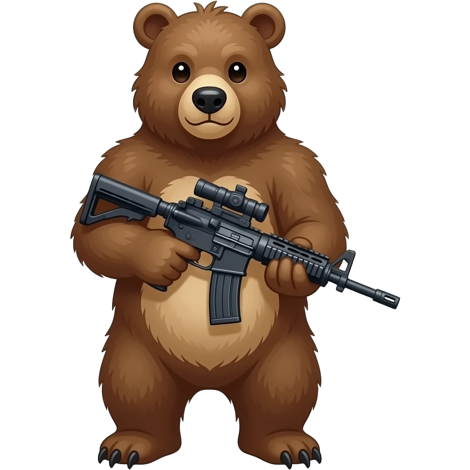 A bear holding a machine gun emoji