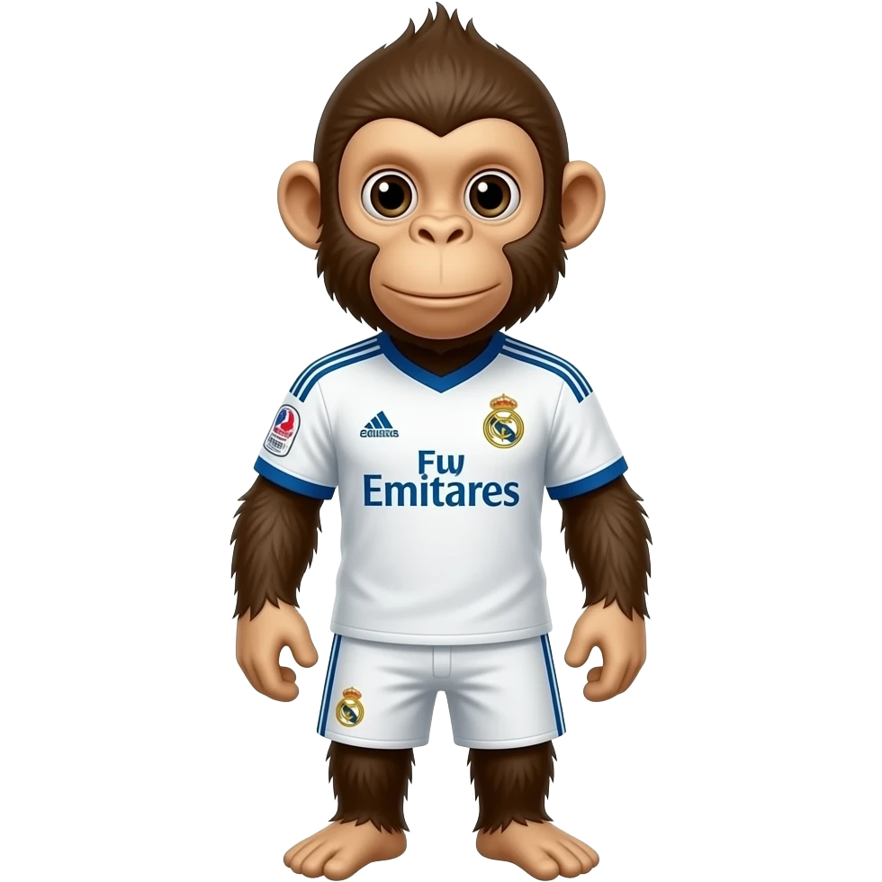 Un Mono con forma de persona con la camiseta del Real Madrid emoji