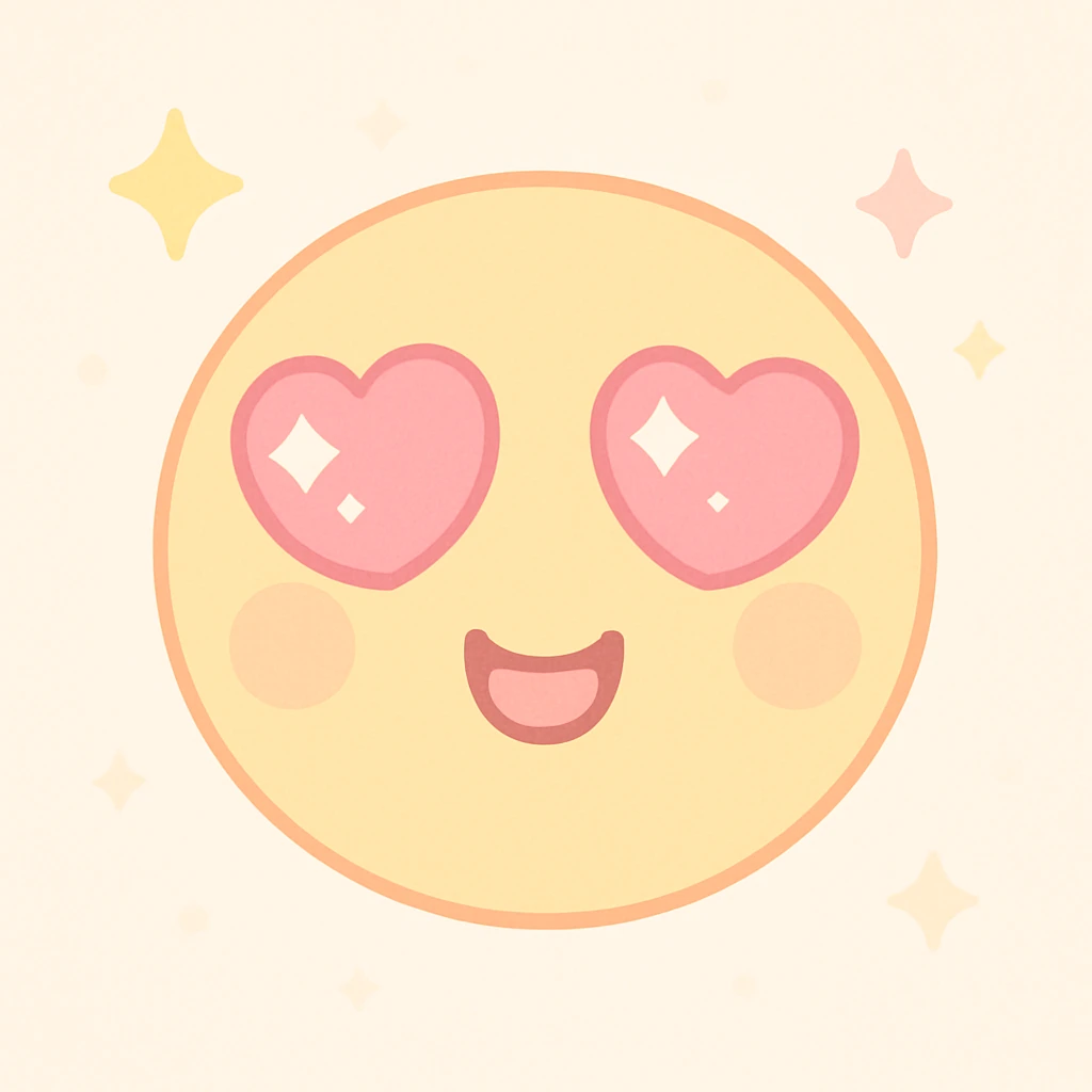 heart-eyed emoji with sparkles around, excited expression, cute and vibrant emoji