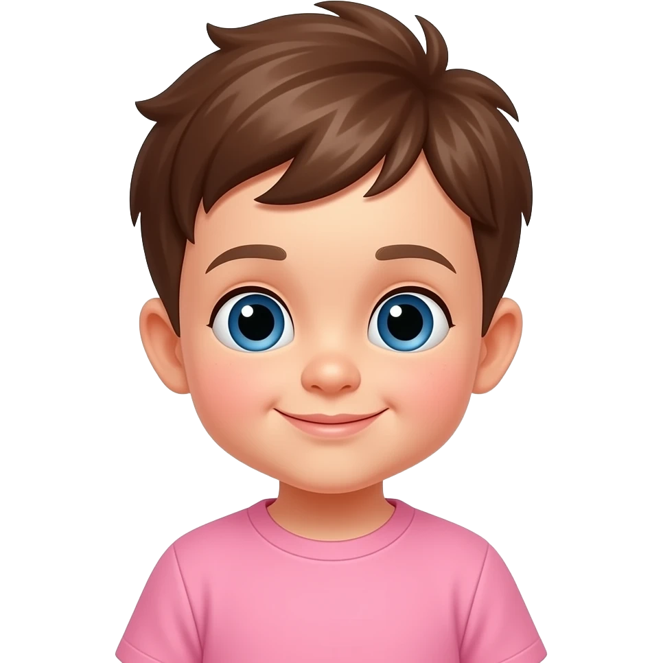 baby boy with brown puff hairs wear pink clothes emoji
