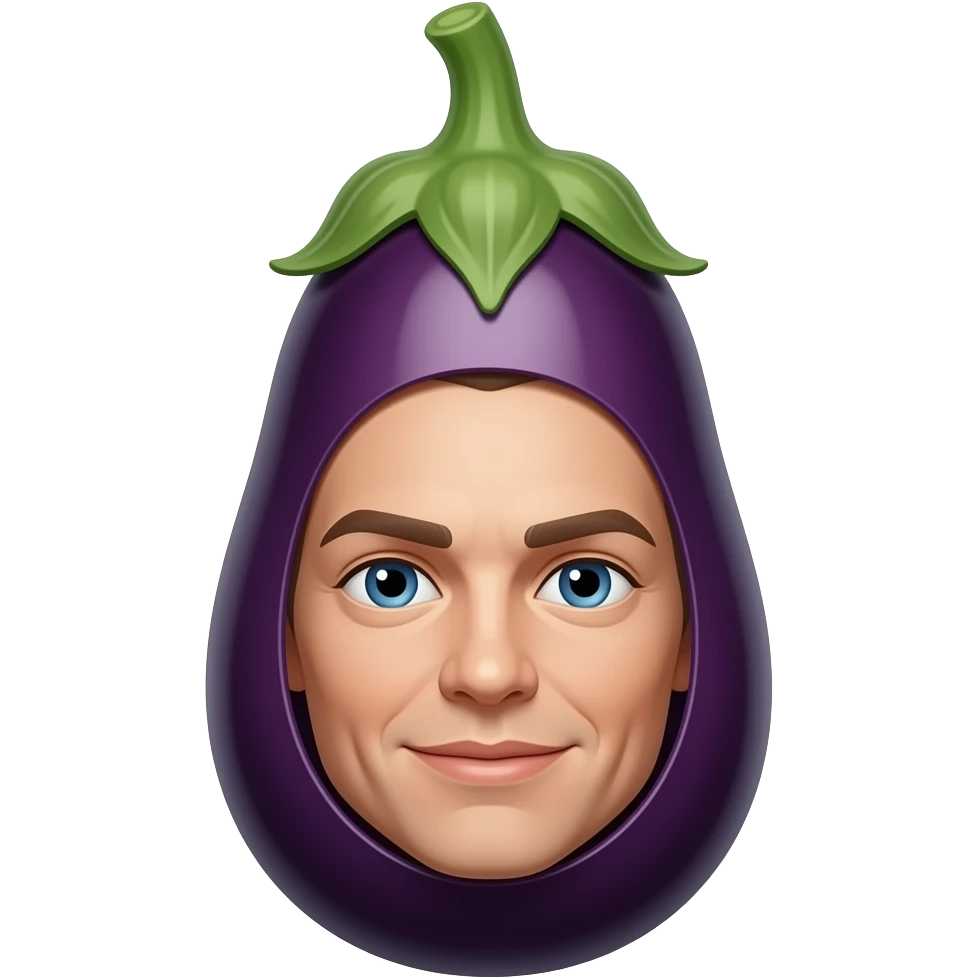 Egg plant inside Emily face emoji