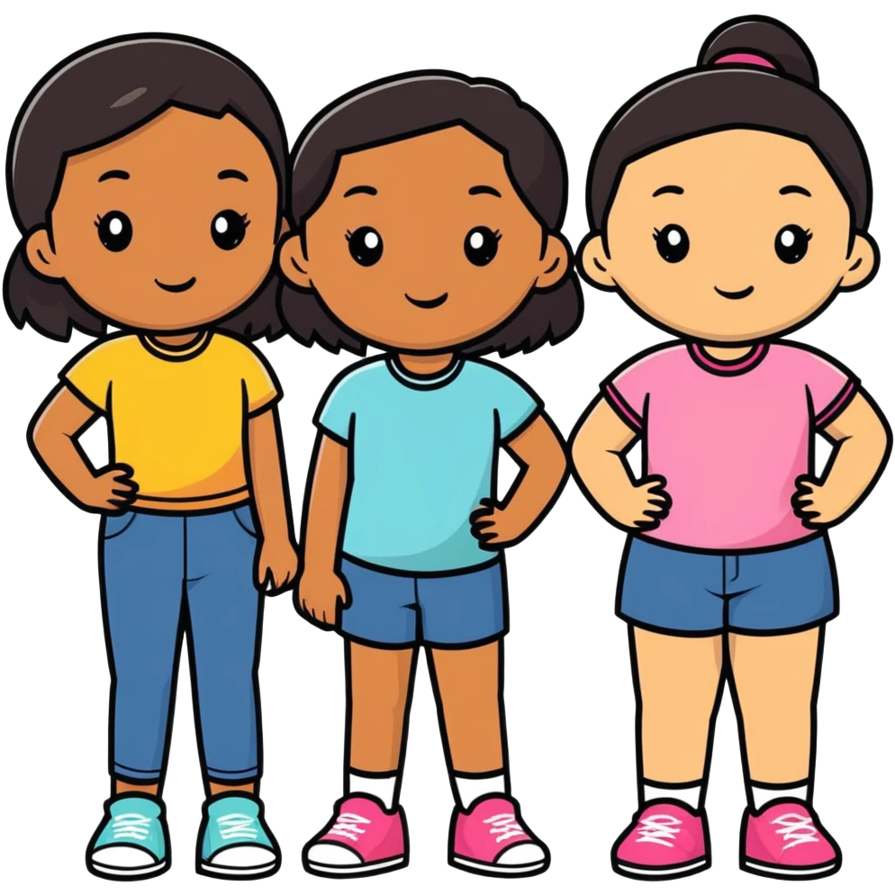 Three teen girl best friends. One black, one Blasian. One short Peruvian emoji