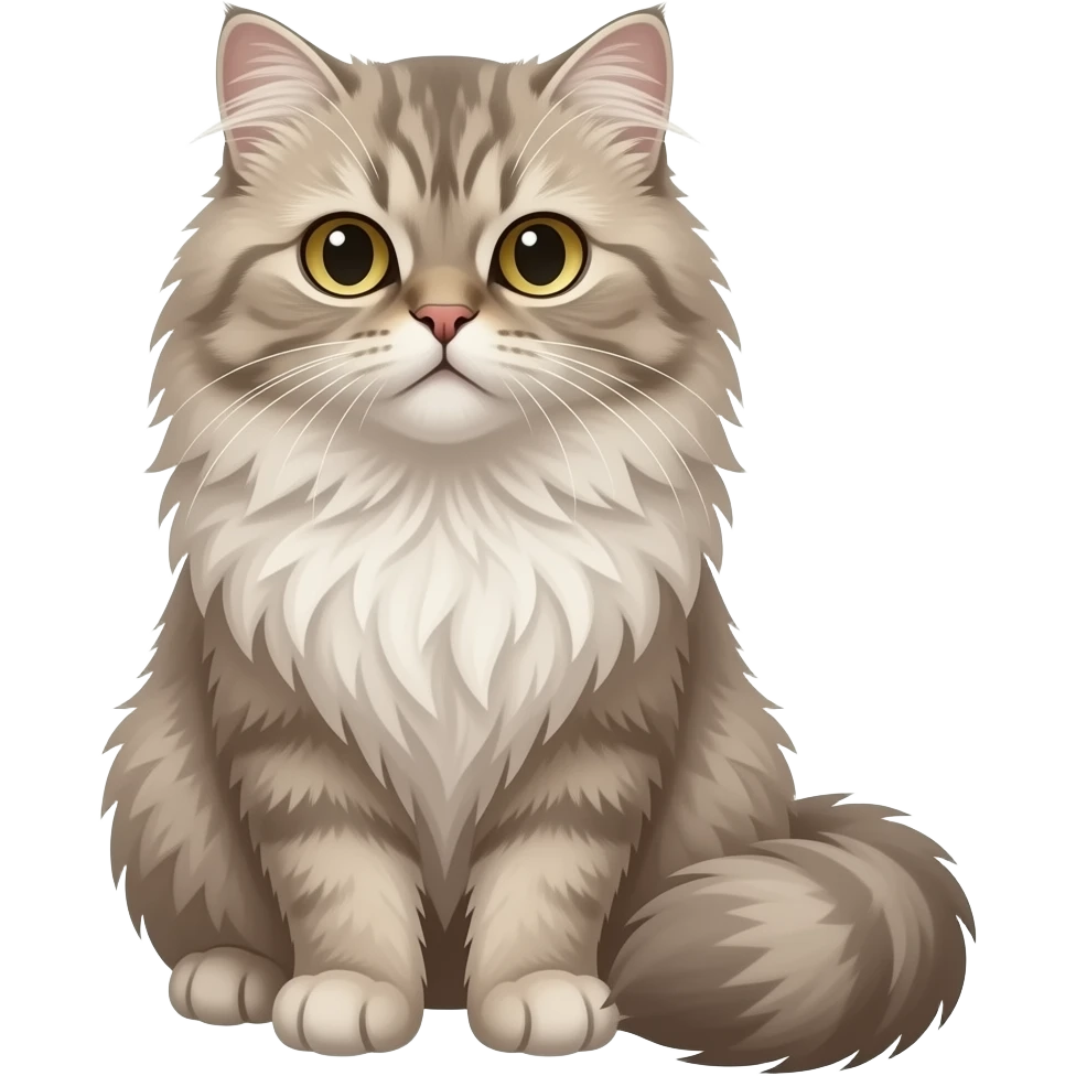 Realistic ugly flat-faced straight-sitting Persian cat, back facing to the left, facing forward emoji