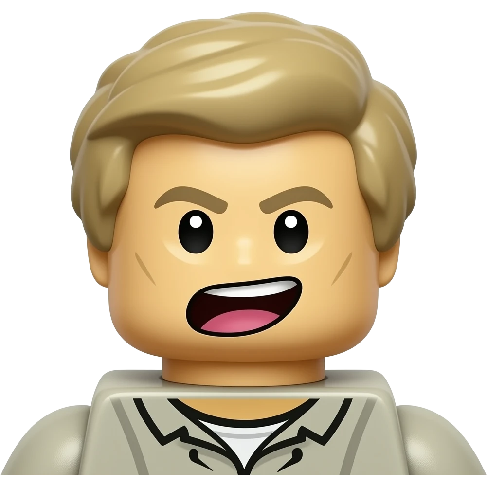 hazme un personaje de lego como sin fuera que esta esta volviendo real emoji