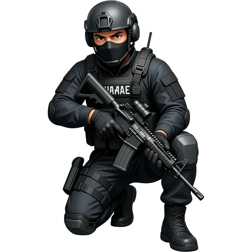 A swat guy that is hiding emoji
