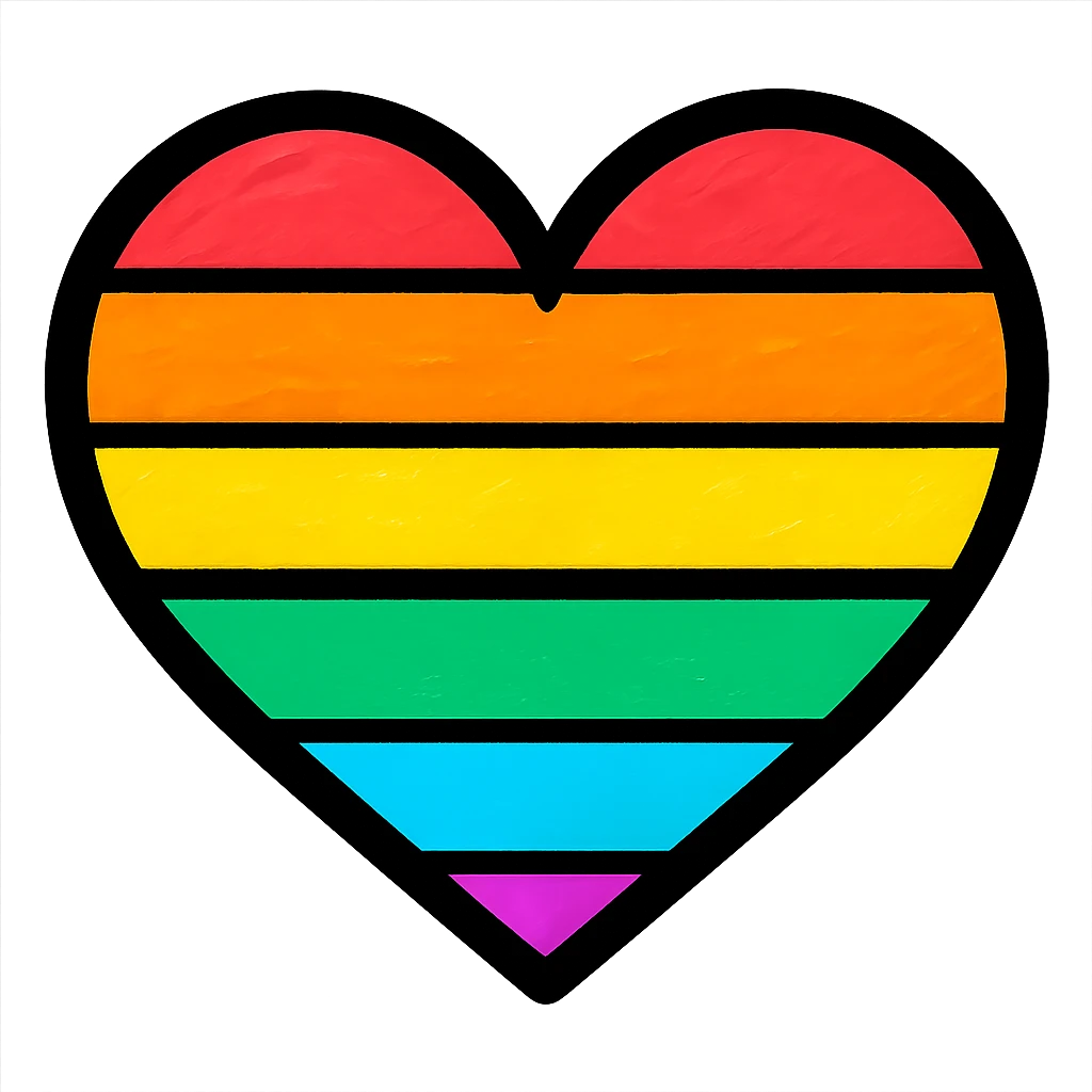 heart in rainbow pride colors, simple and bold, no text emoji