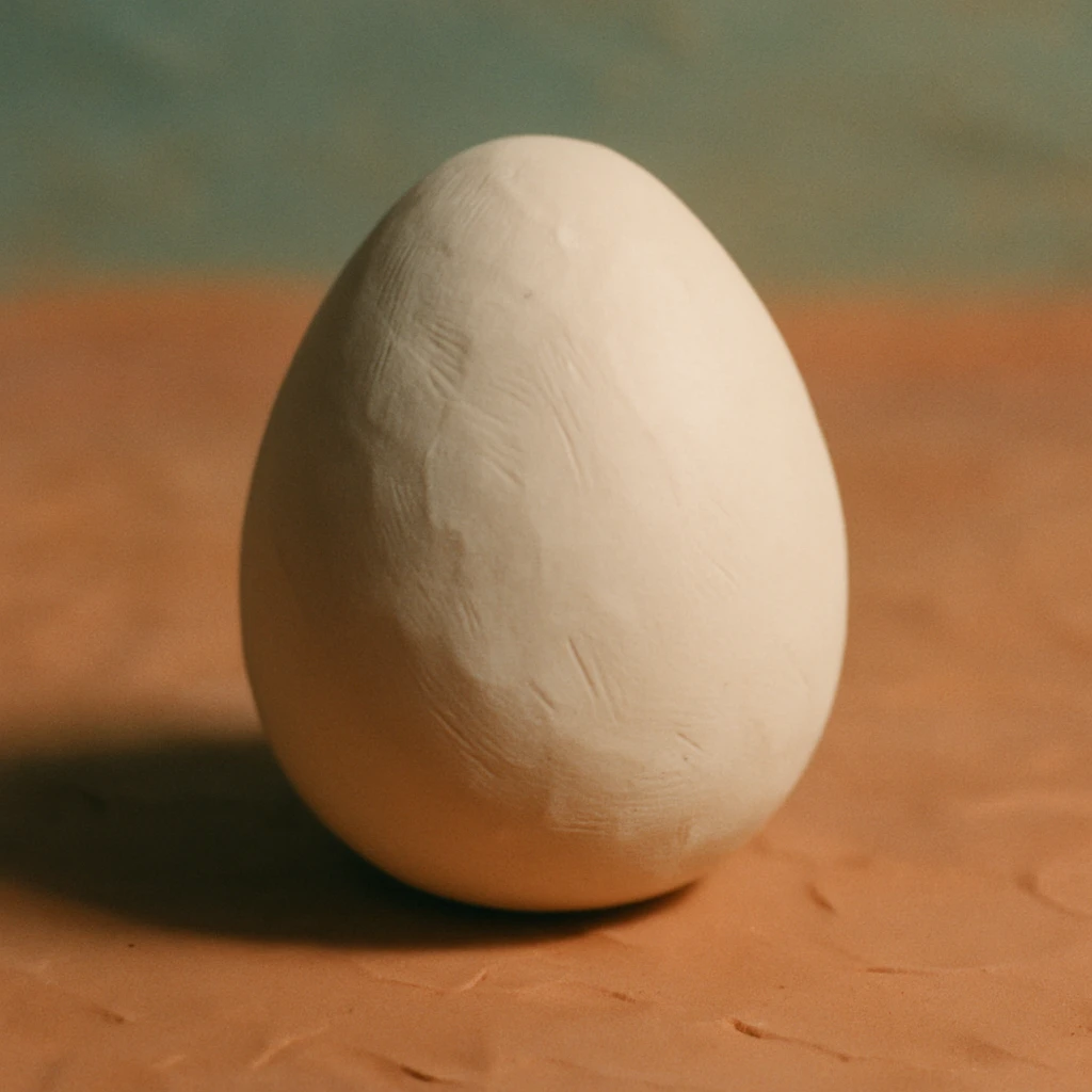 A white egg in claymation style, matte texture with soft pastel colors. emoji