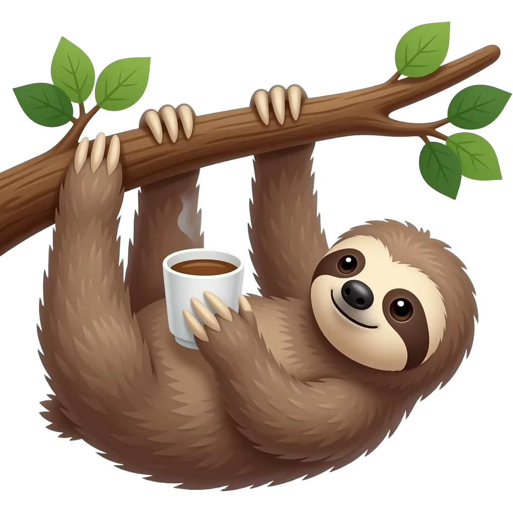 sloth tree morning coffee hanging emoji