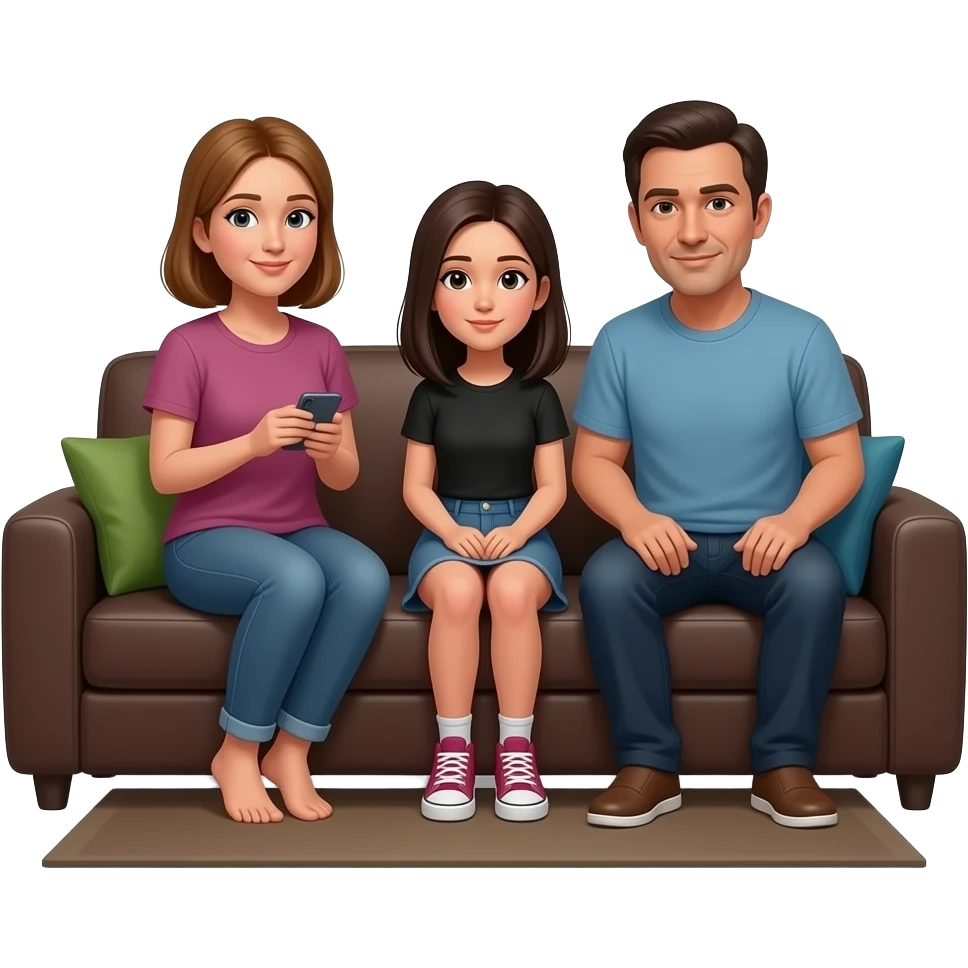 Parents talking to their emo teenage daughter inside their home emoji