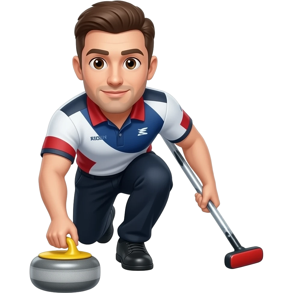male olympic curling player full-length white stone emoji