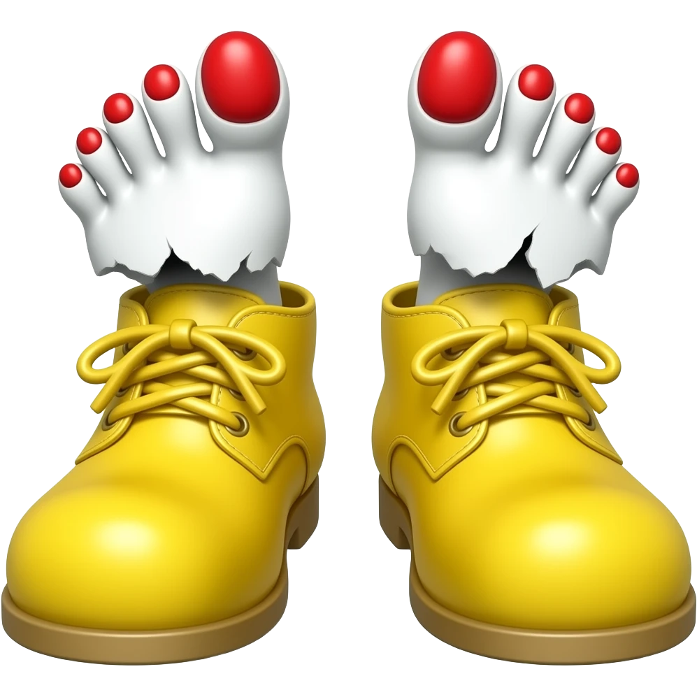 White feet with red toenails ripping of clown shoes emoji
