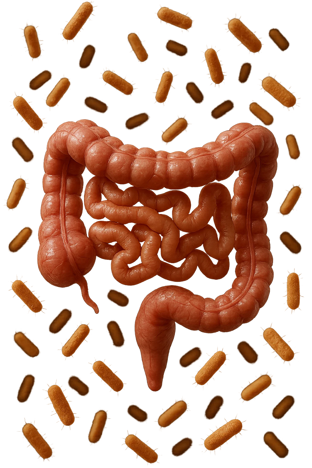 batteri intestinali anatomici fluttuano in aria, iperrealistico 4k emoji