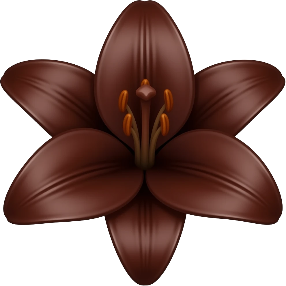 A dark dark brown flower with lily petals emoji