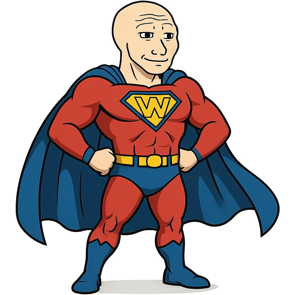 wojak as a superhero emoji