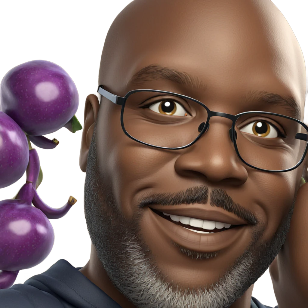 smiling boy with fruit emoji