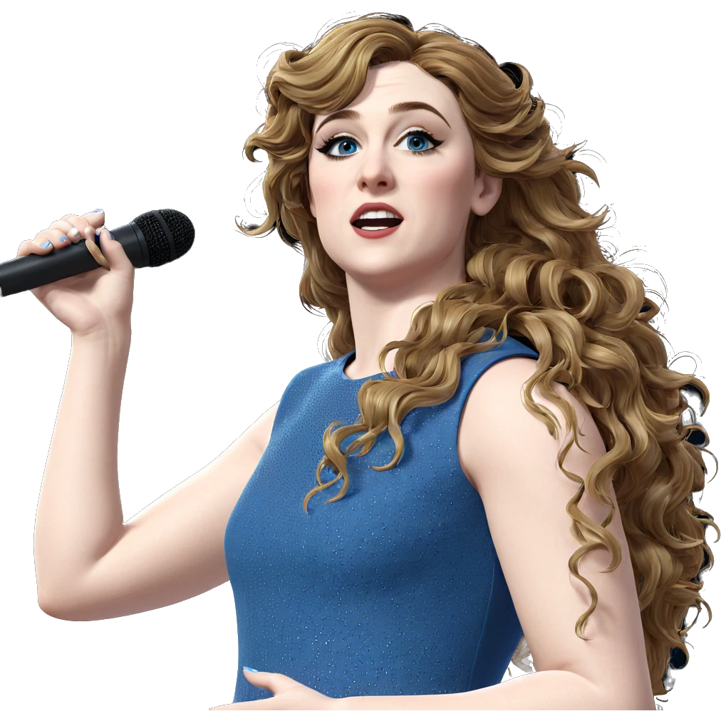 girl singing in blue dress emoji
