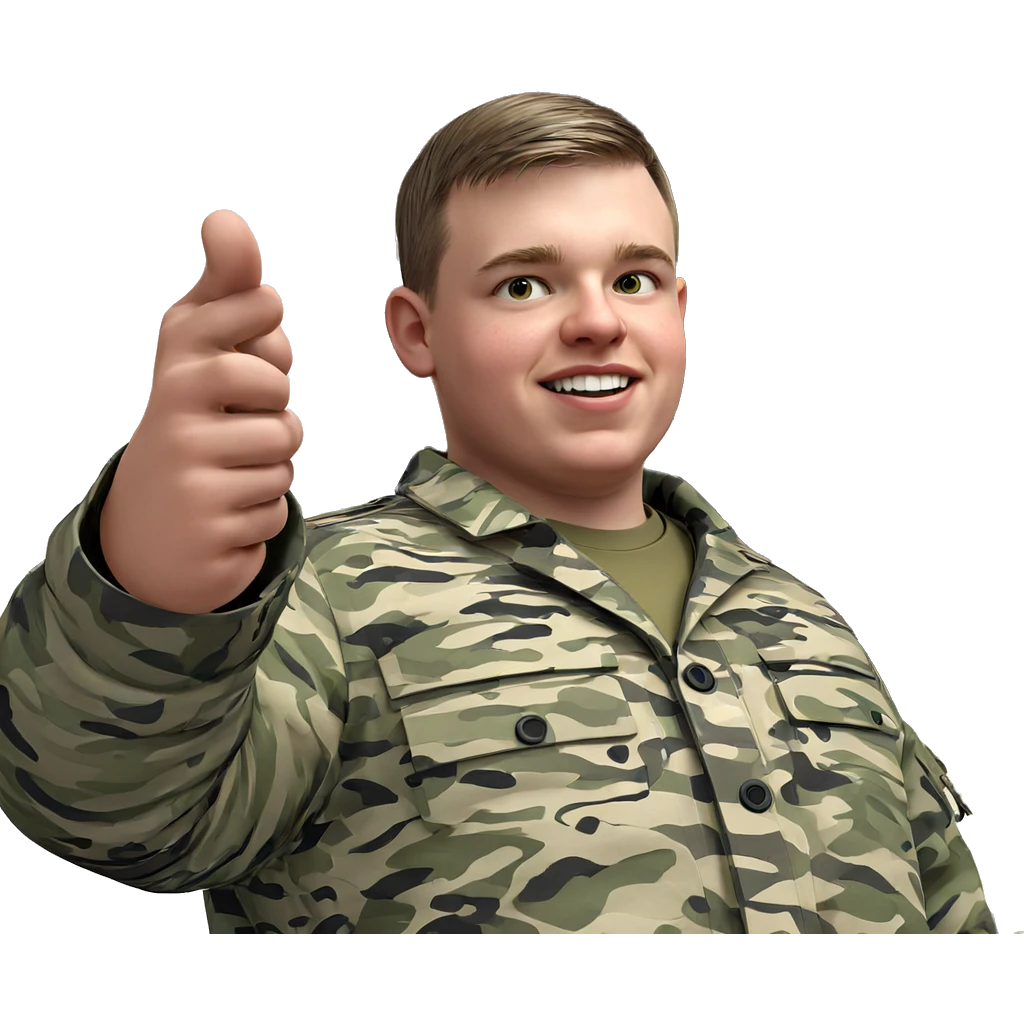 military boy in camouflage jacket emoji