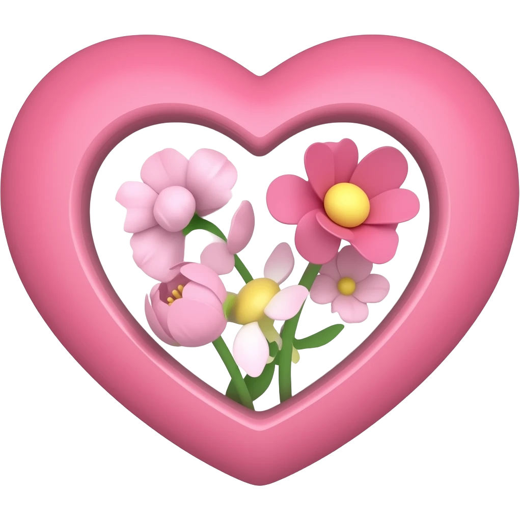 Corazón rosa con flores dentro emoji