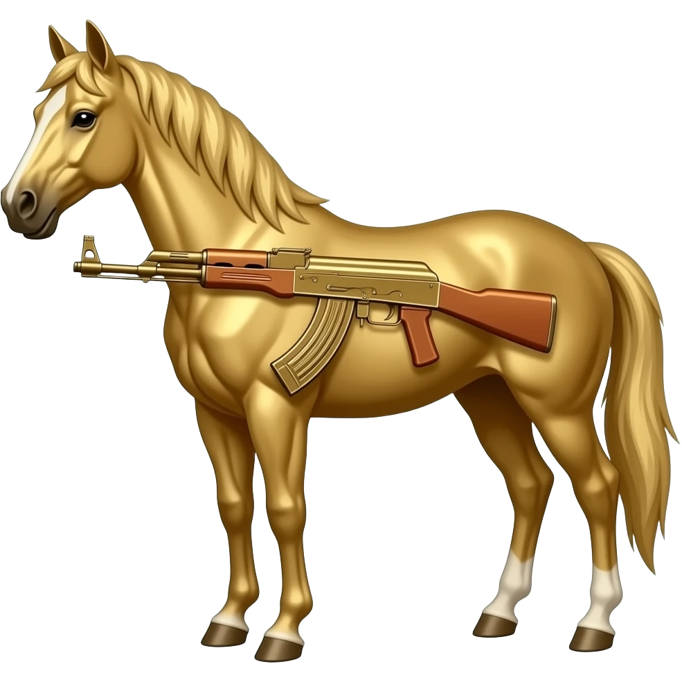 Gold Ak 47 and a horse emoji