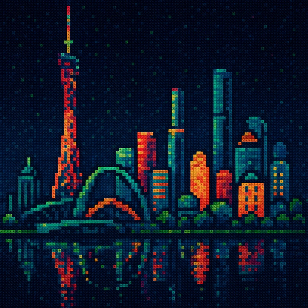 Guangzhou Tower, pixel art style emoji
