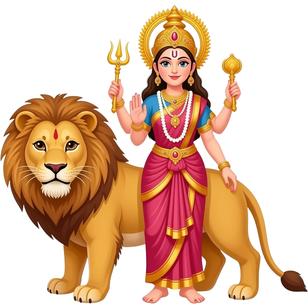 Durga maa with lion emoji