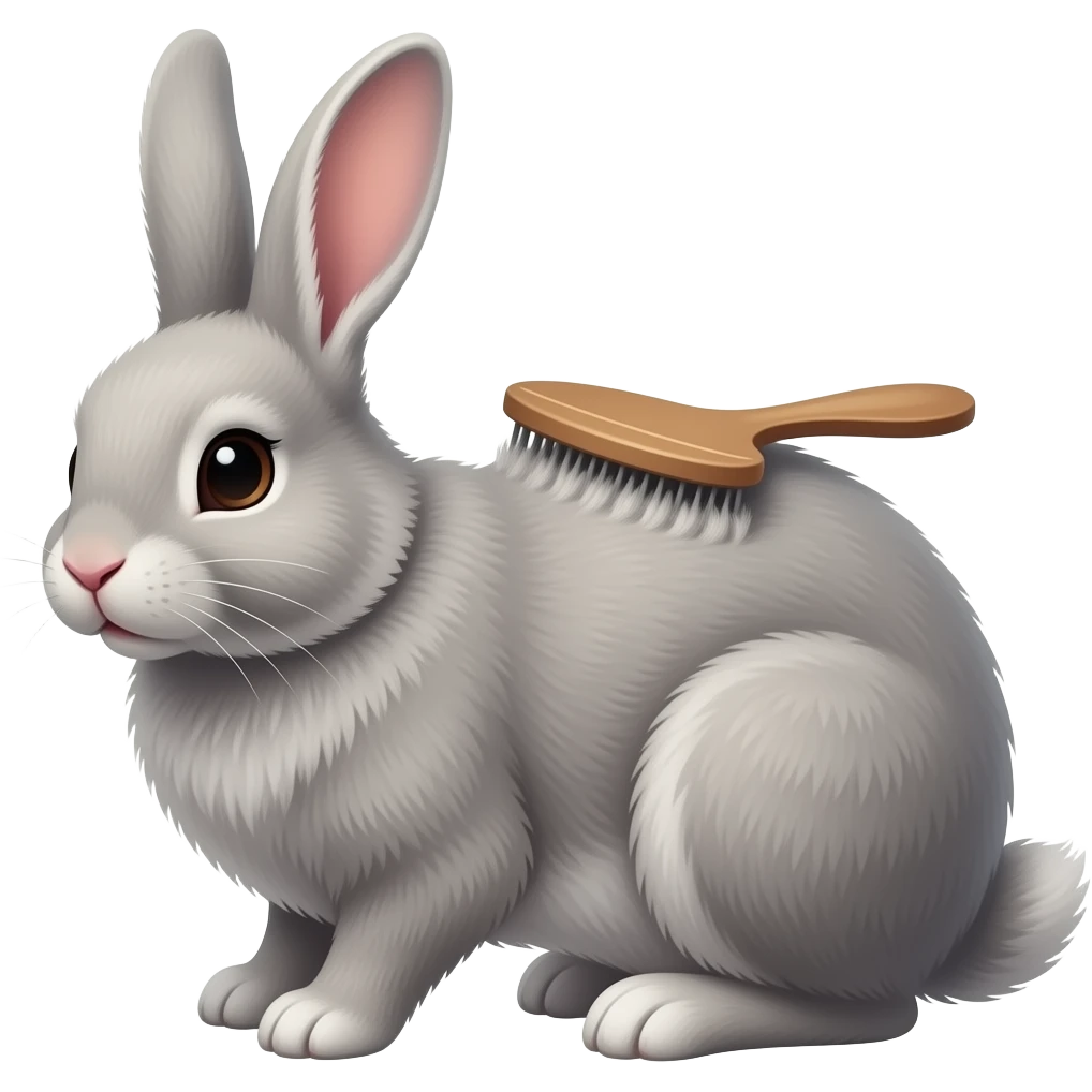 grey Bunny combs his fur. 🐰 emoji