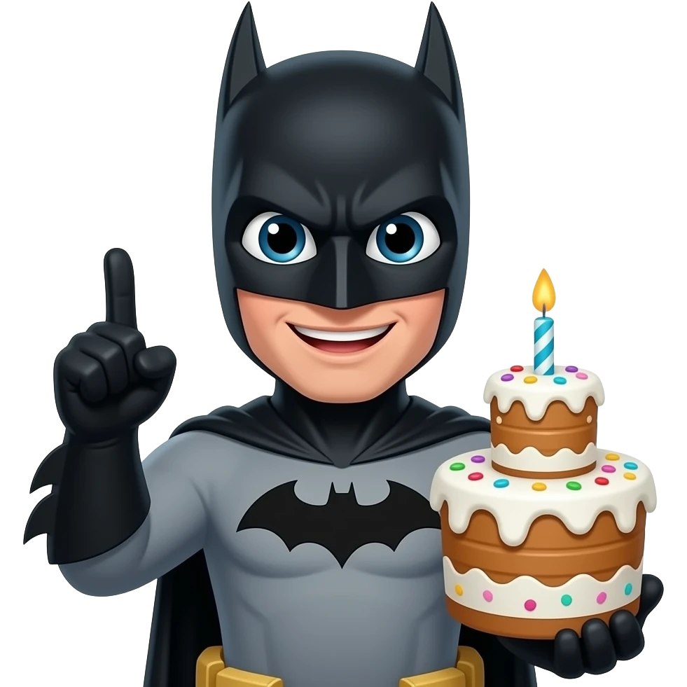 Batman dando feliz cumplaños a Julioños emoji