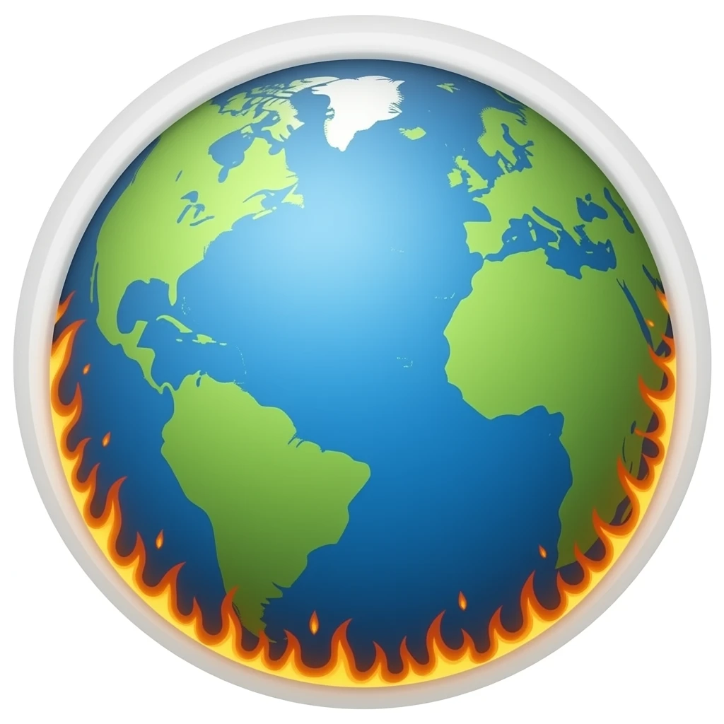 The earth a fiery version of the globe emoji