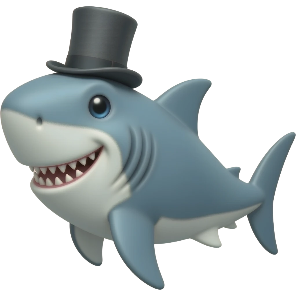 Shark with a top hat emoji