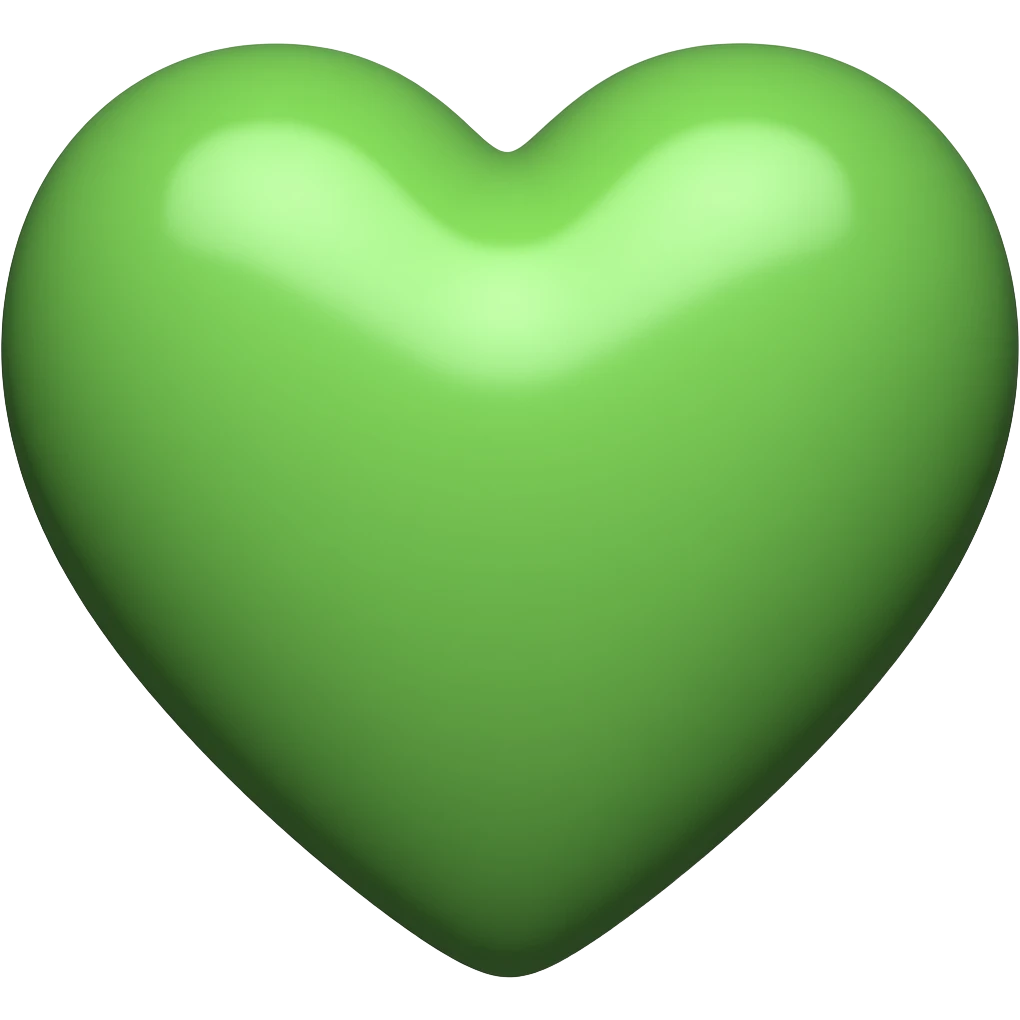 bottle green beating green 3-d heart emoji