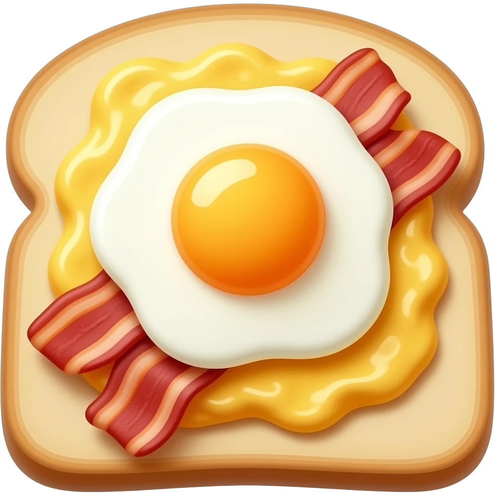 toast with scrambled eggs and pieces of bacon on it emoji