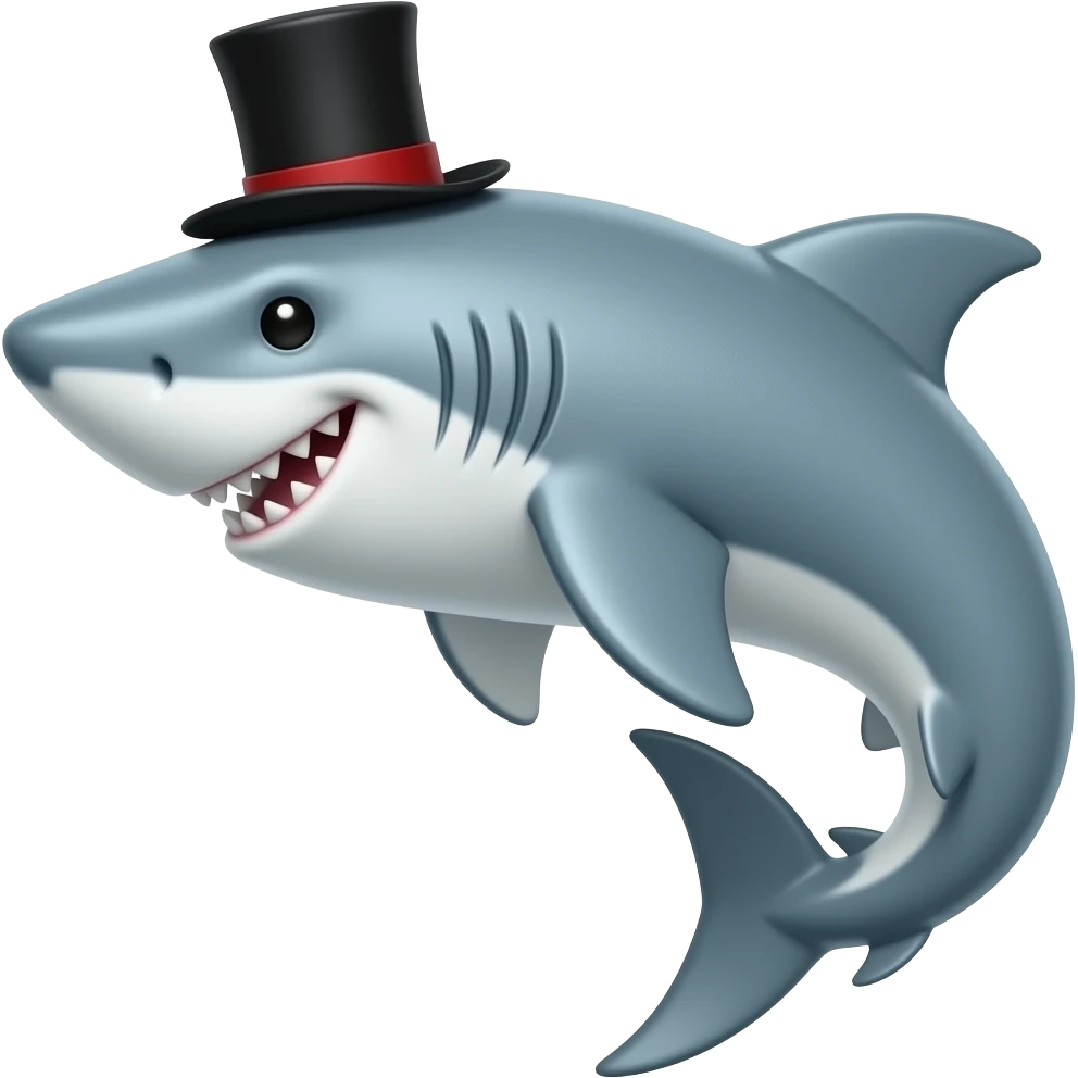 Shark with a top hat emoji