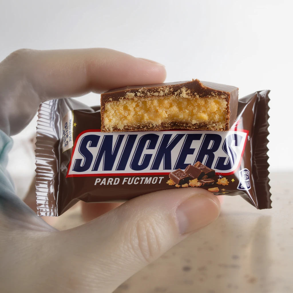 realistic snickers bar isolated on white background emoji