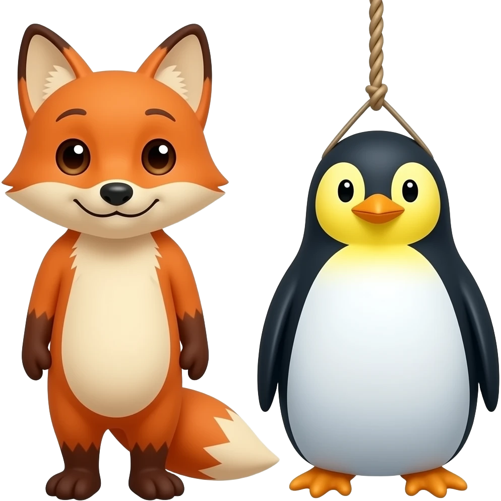 fox and penguin hanging out emoji