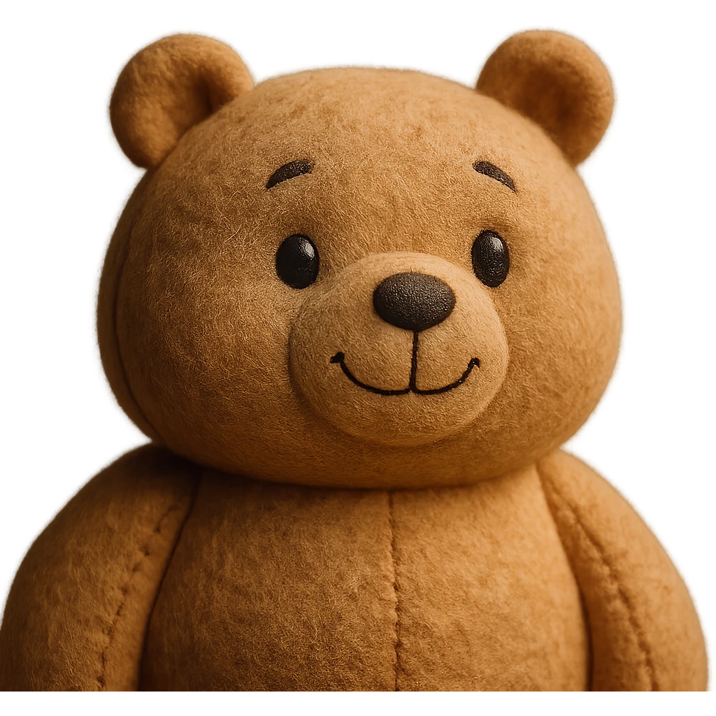 a friendly bear plush portrait, round and huggable emoji