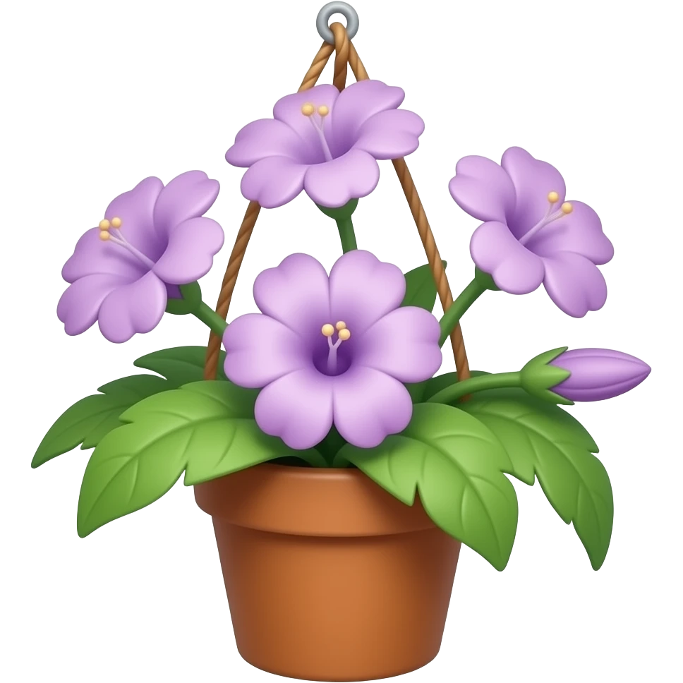 hanging violet flower pot (brown pot) emoji