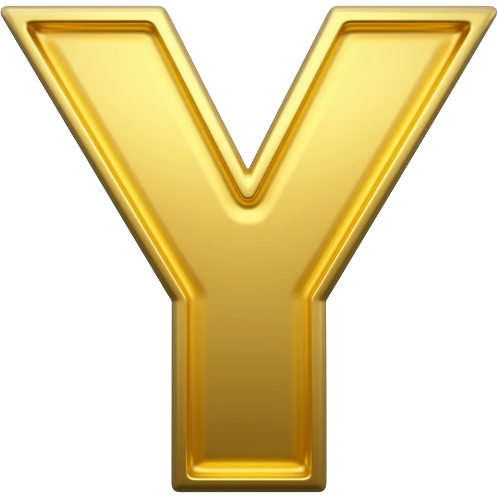 Y letter golden shining colour emoji