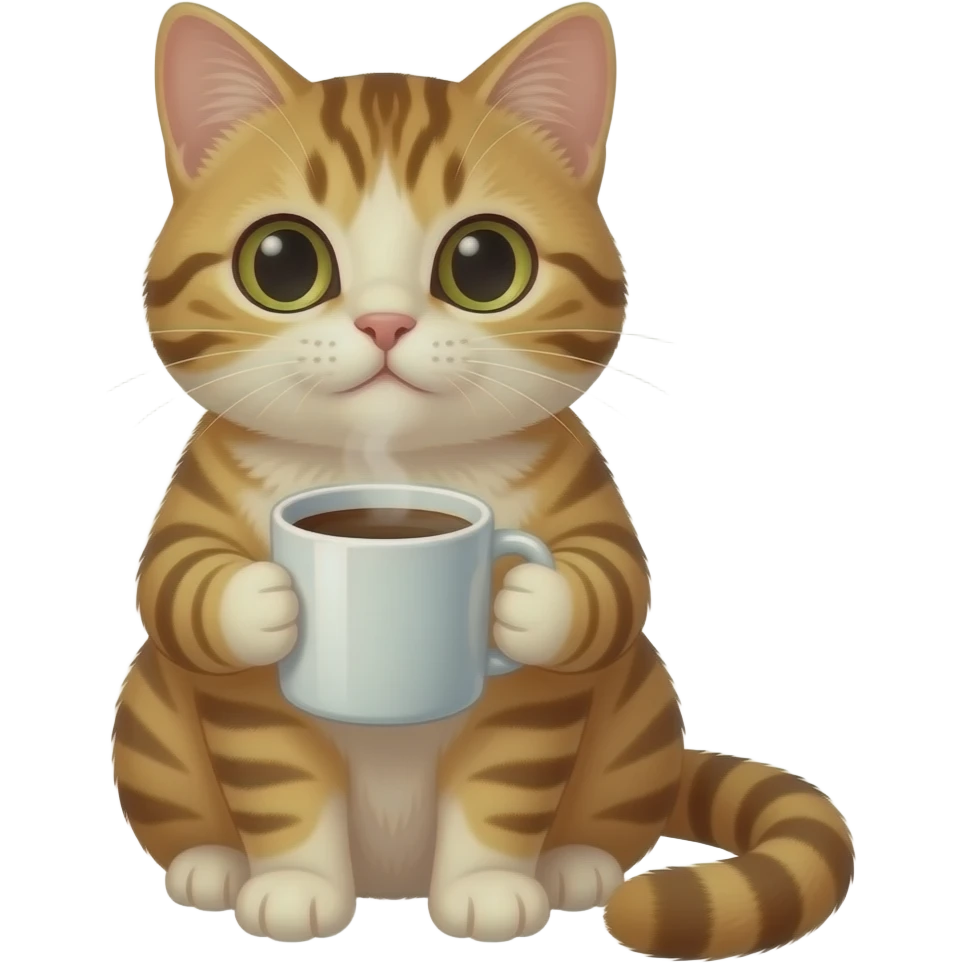 Cat with coffee emoji