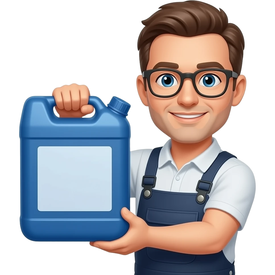 Bile juice collector worker with blue jerrican full off bovine bile juice emoji