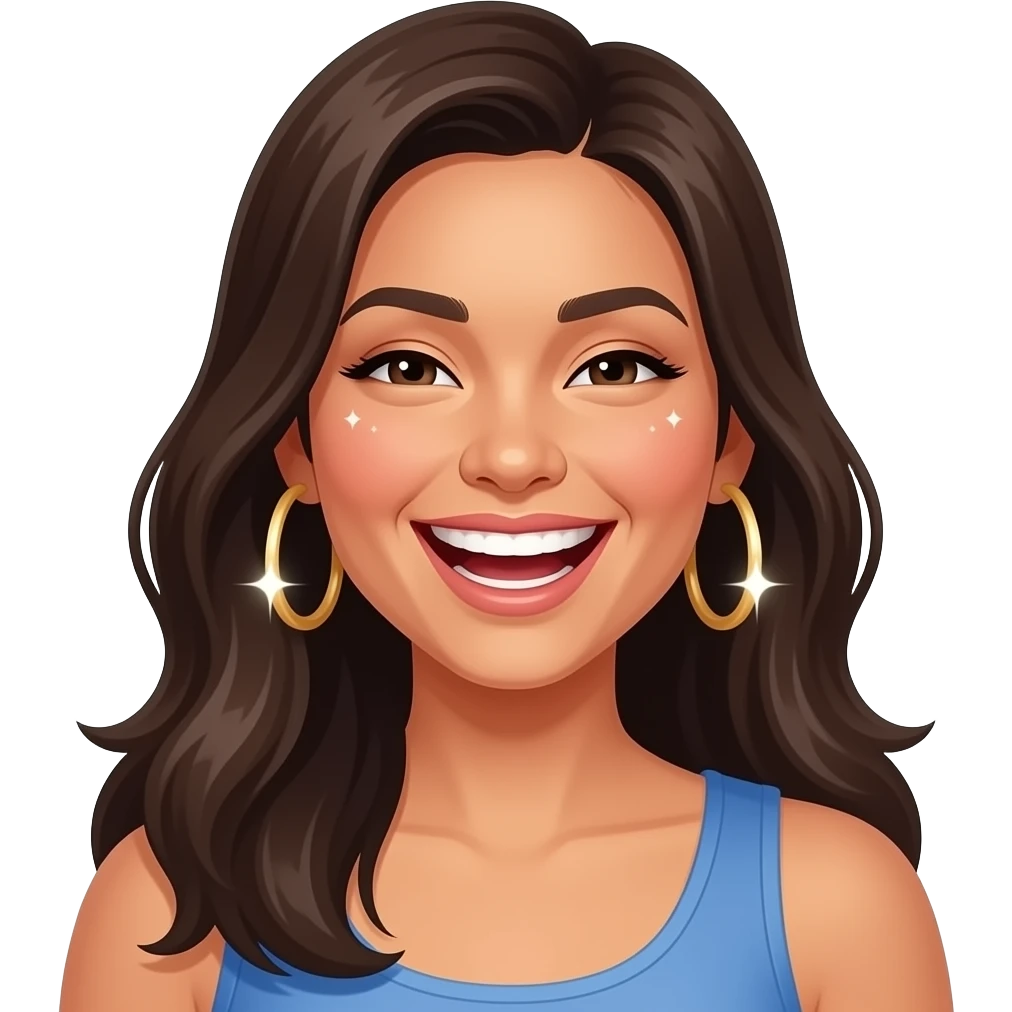 Filipino tan woman laughing sparkles emoji emoji