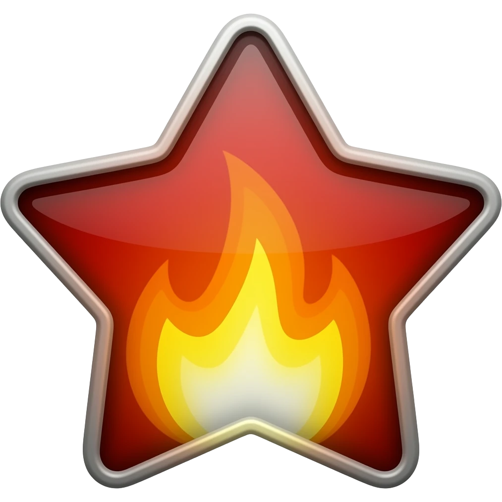 generate a slight rounded corner star with fire gradient inside emoji
